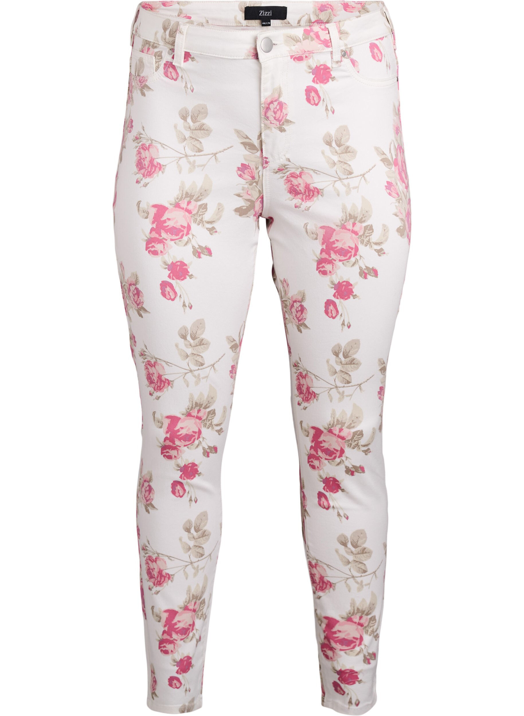 Superslanke Amy jeans met bloemenprint