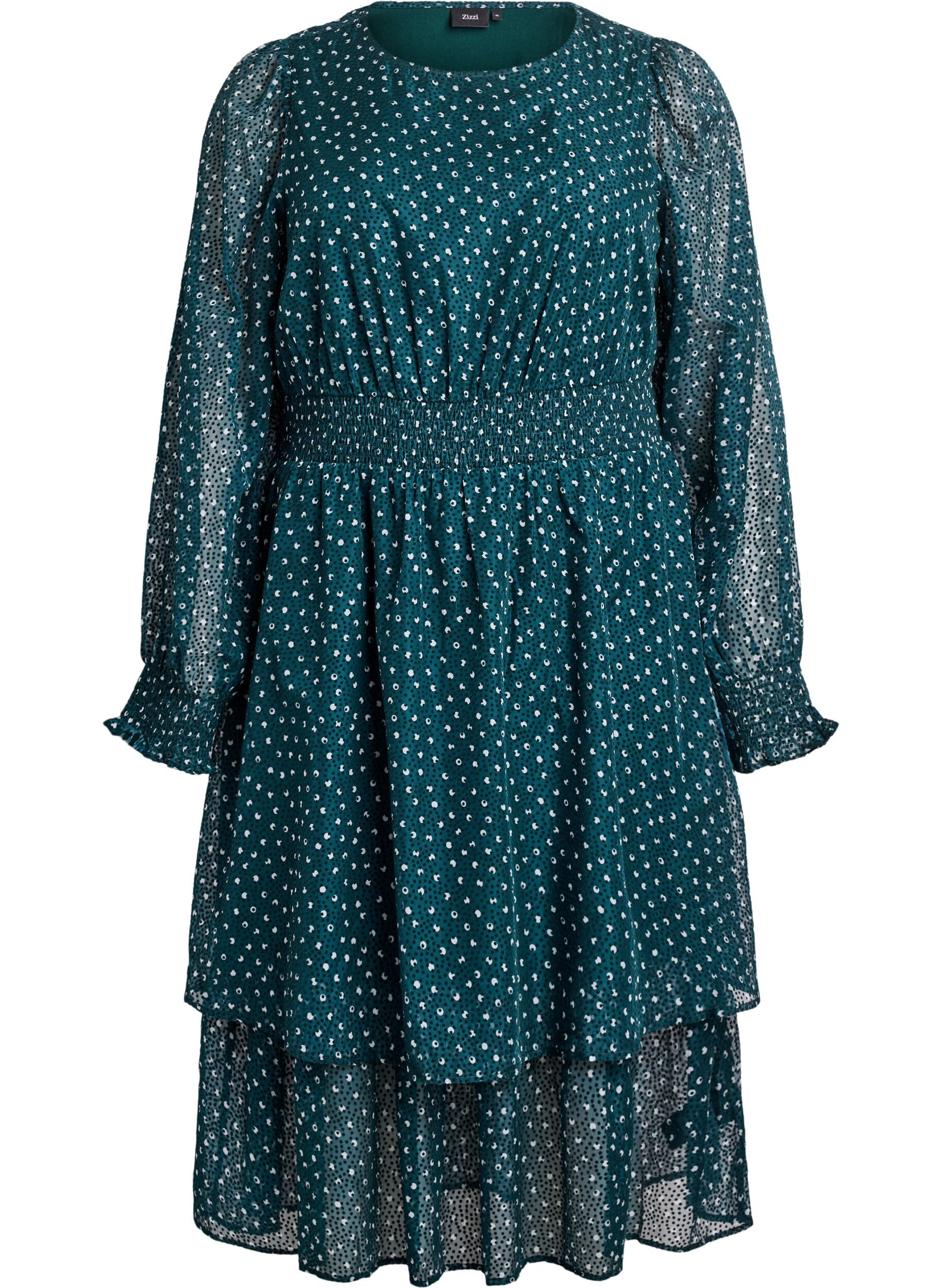 Robe midi en chiffon &agrave; motif &agrave; pois