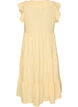 Mouwloze midi jurk in linnen en viscose met ruches, Geel, Packshot image number 1