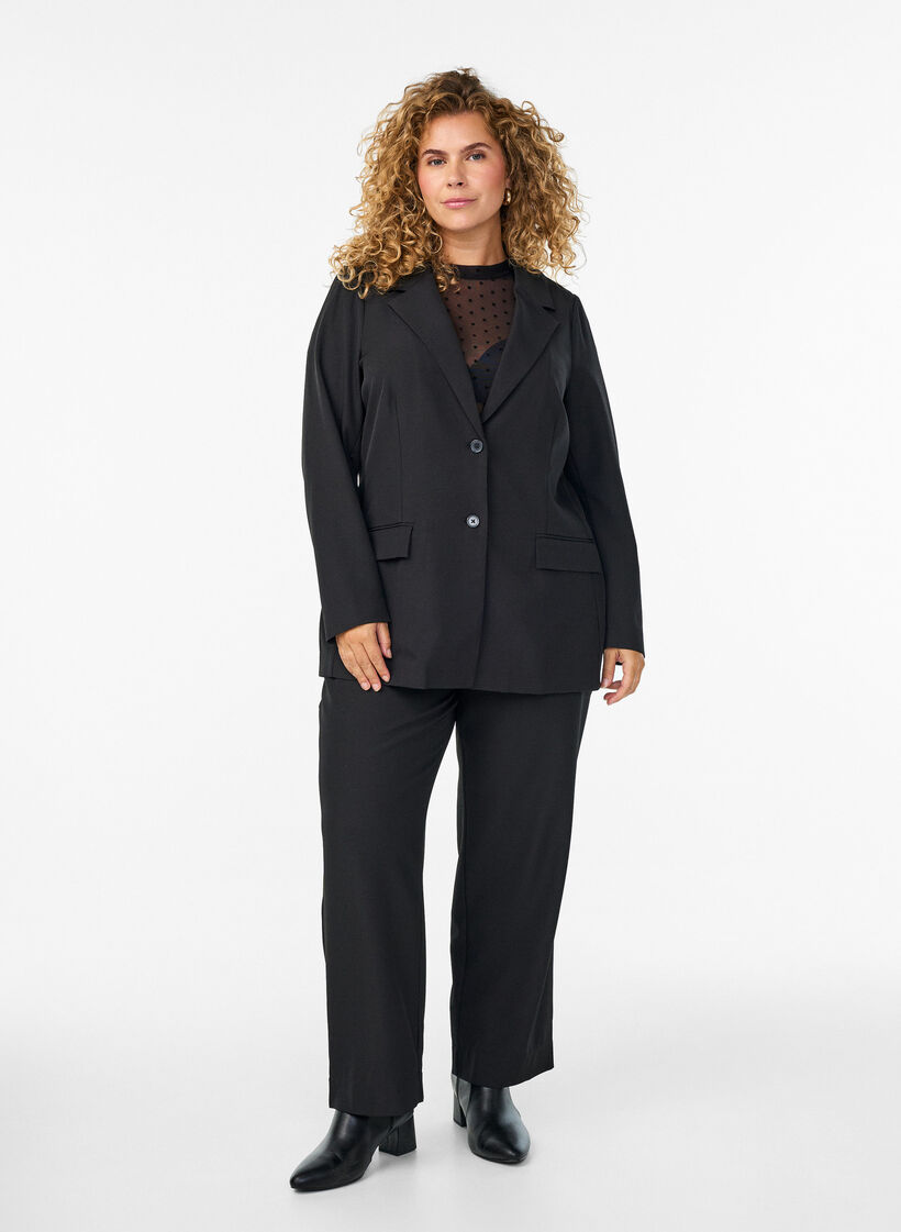 Blazer met zakken en splitjes, Zwart, Model image number 1