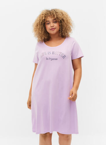Chemise de nuit en coton à manches courtes, Lilac Breeze w. Life, Model image number 0