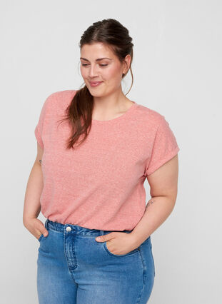 T-shirt chiné en coton, Faded Rose melange, Model image number 0