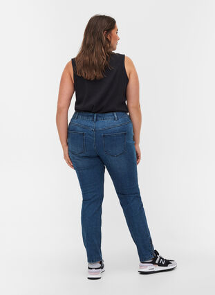 Extra slanke Sanna jeans met rits, Blue denim, Model image number 1