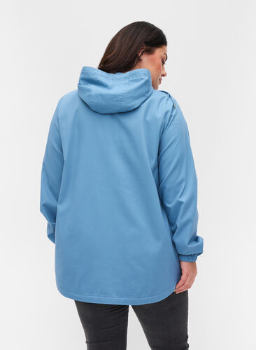 Veste Parka courte à capuche et bas ajustable, Blue Shadow, Model image number 1