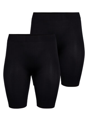 2-pack naadloze eenvoudige korte broek, Black, Packshot image number 0