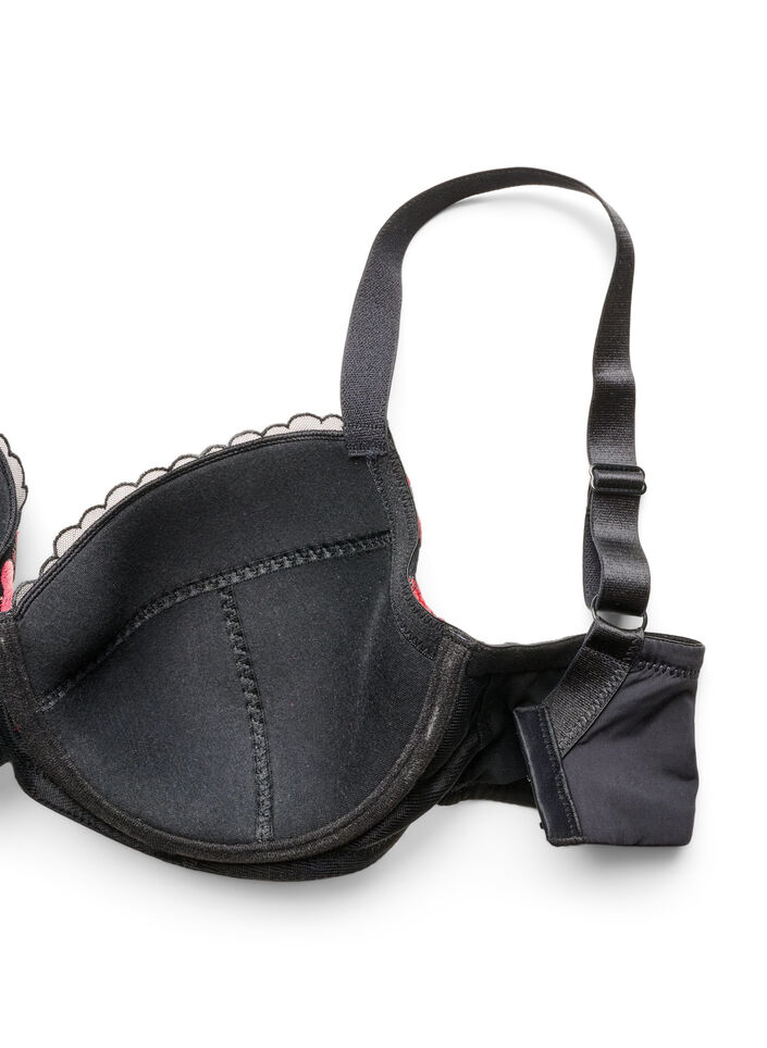 Soutien-gorge rembourr&eacute; &agrave; armatures avec broderie florale, Noir, Packshot image number 3