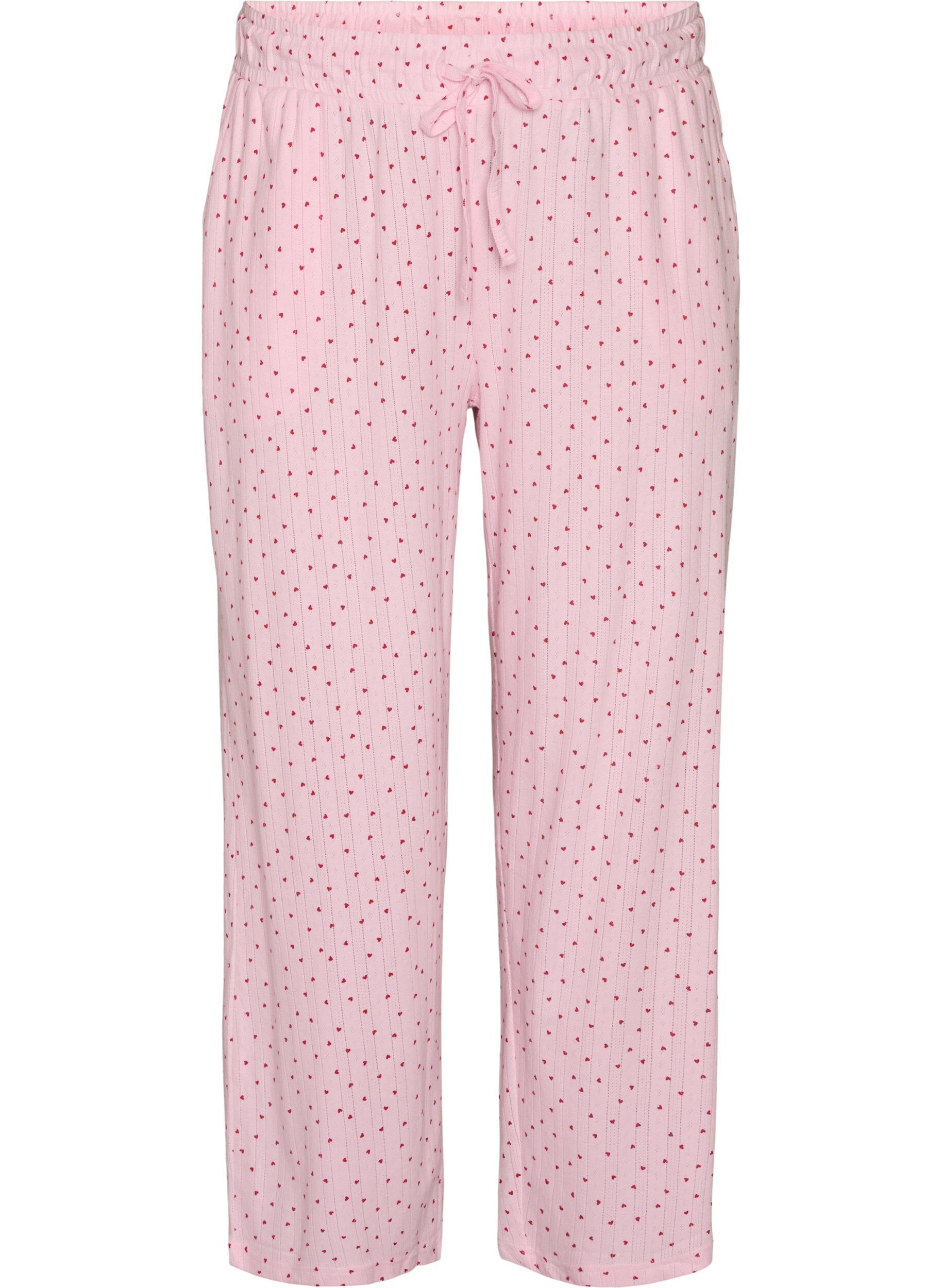 ZizziOrganisch katoenen pyjamabroek met oogjesborduurwerk, Roze, Packshot image number 0