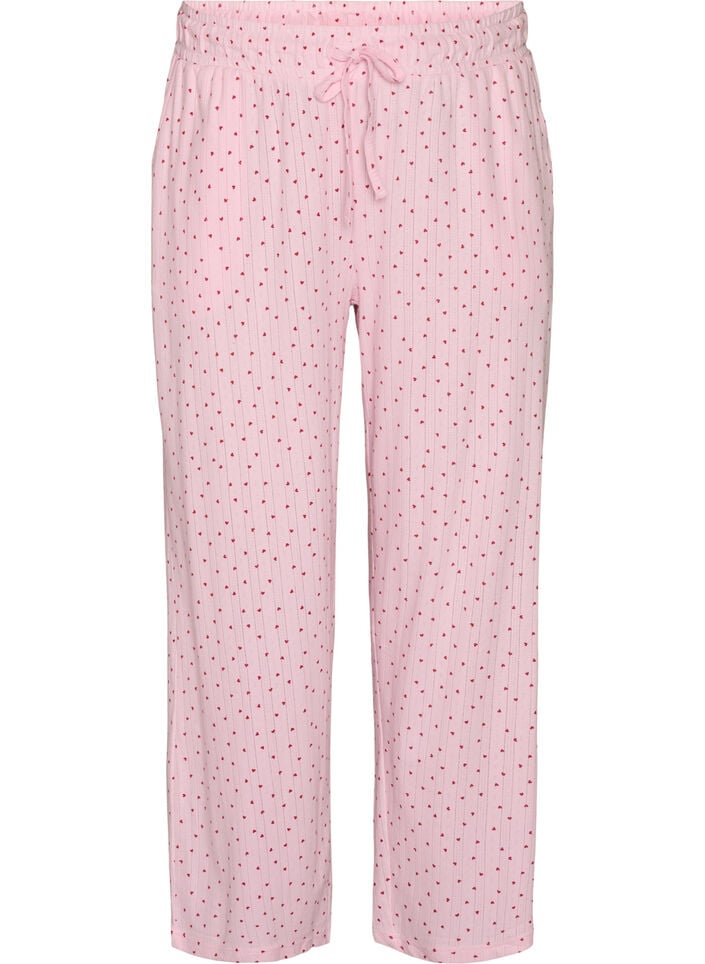 Organisch katoenen pyjamabroek met oogjesborduurwerk, Roze, Packshot image number 0