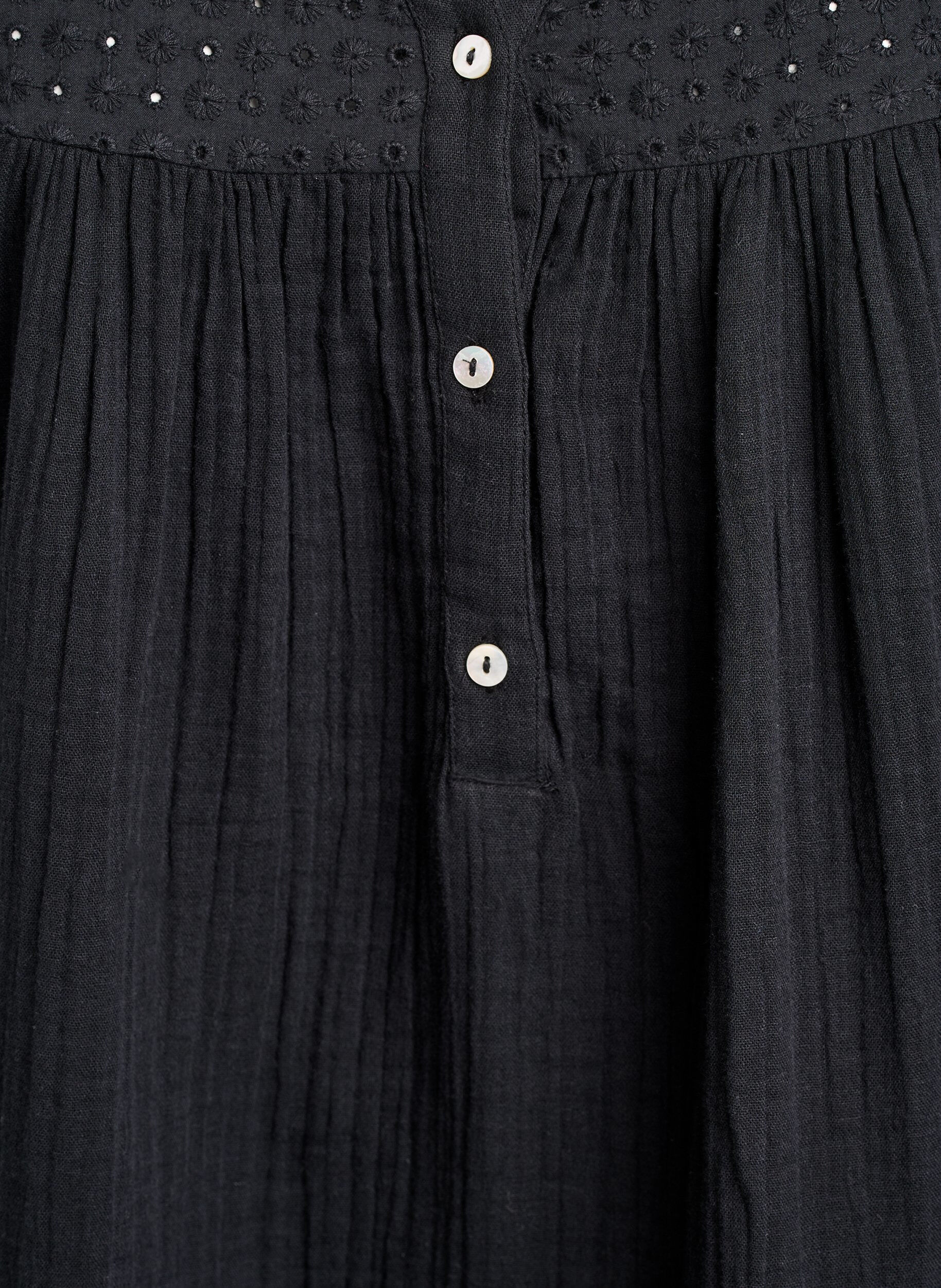 ZizziBlouse en mousseline de coton avec broderie anglaise, Noir, Packshot image number 2