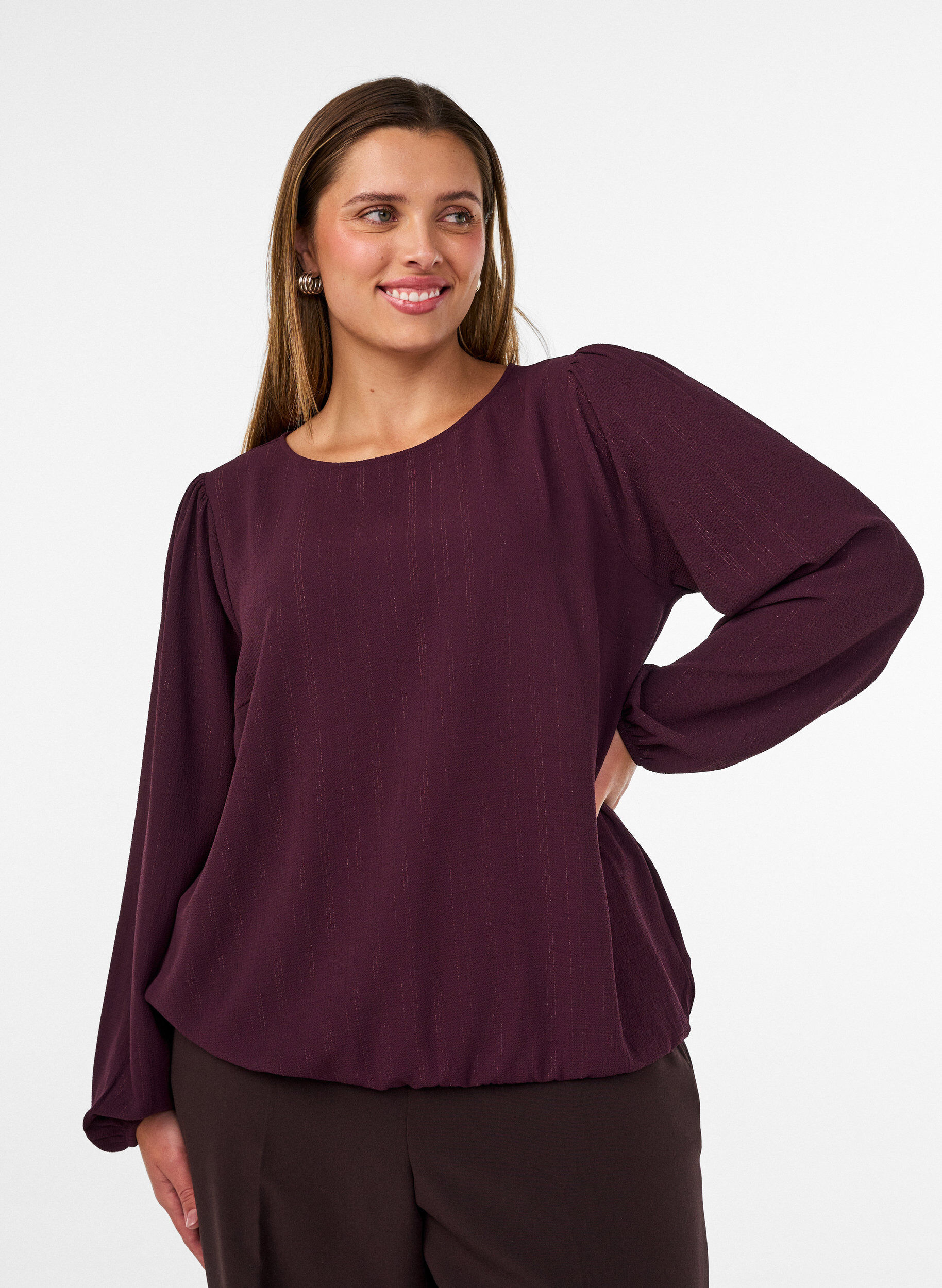 Blouse met glitter, Rood, Model