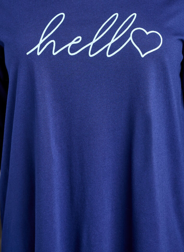 Chemise de nuit &agrave; manches longues en coton bio, Bleu, Packshot image number 2