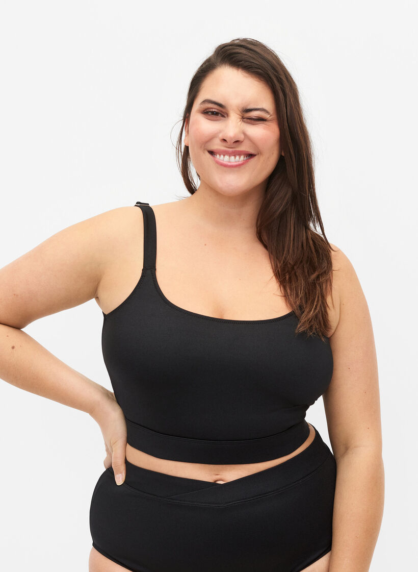 Haut de bikini avec bretelles réglables, Black, Model image number 0