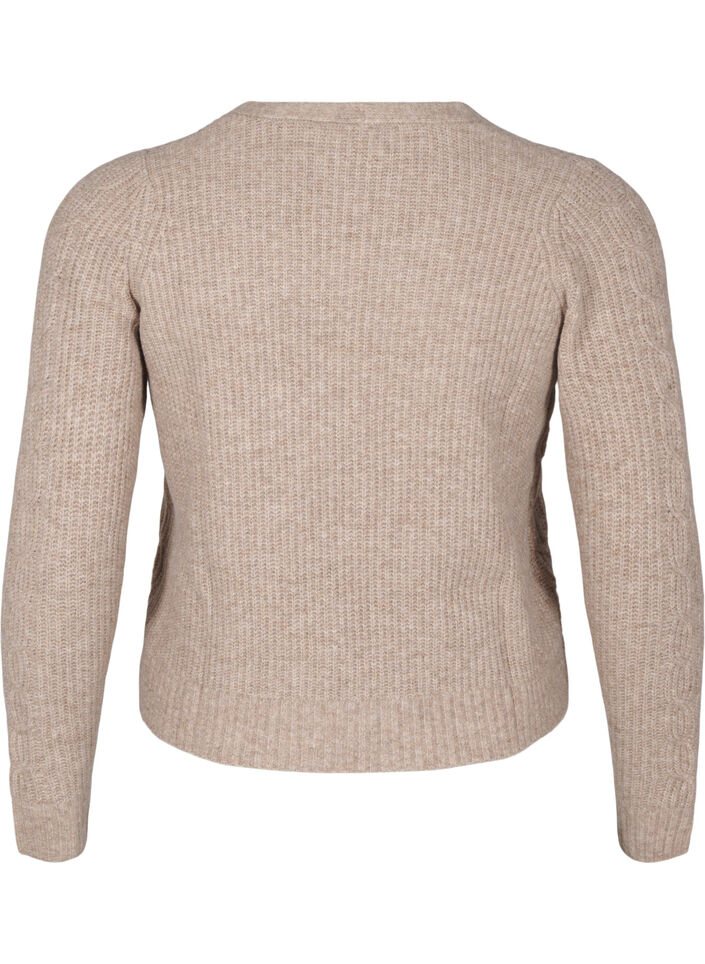 Gebreid vest met strikdetails, Simply Taupe Mel., Packshot image number 1