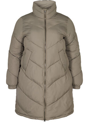 Lange jas met hoge hals, Army Grey as sample, Packshot image number 0