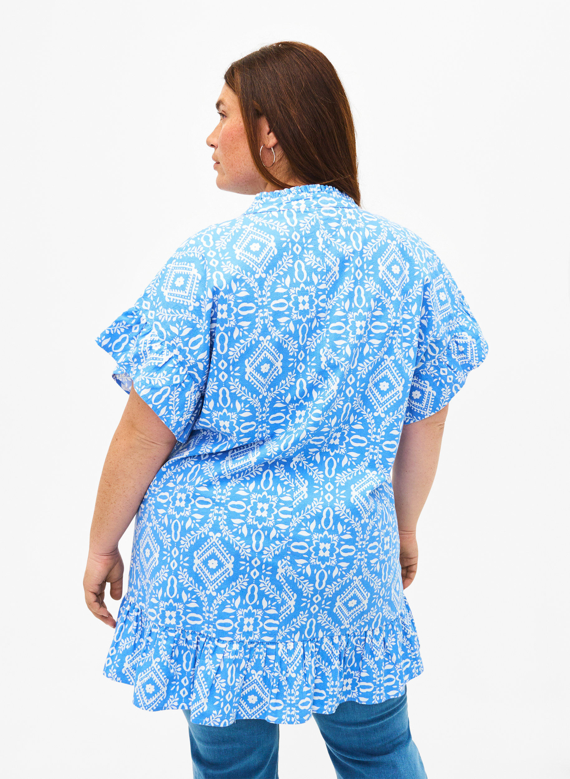 ZizziGebloemde katoenen tuniek, Marina Flower AOP, Model image number 1