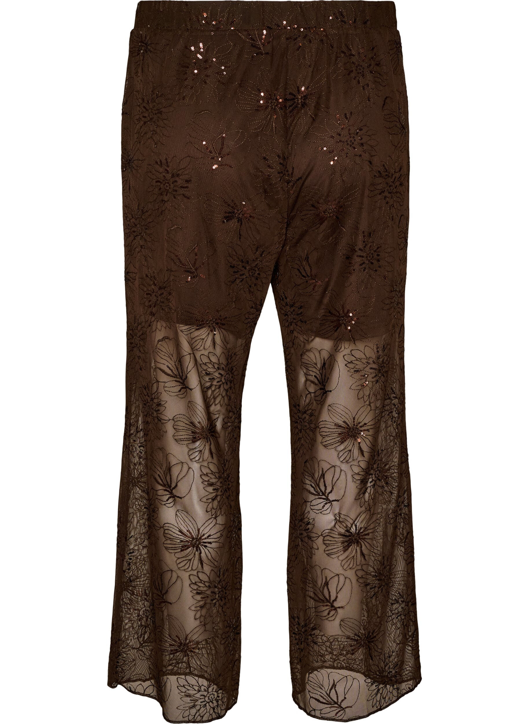 ZizziPantalon en maille avec broderies florales et sequins, Marron, Packshot image number 1