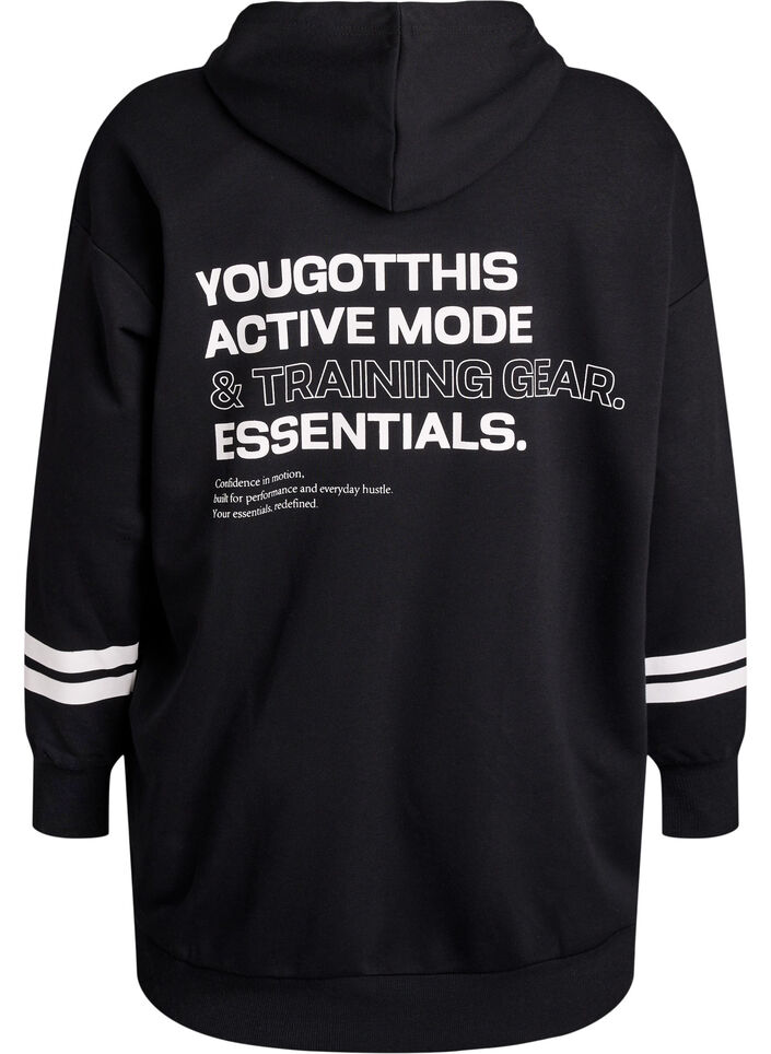 Lange sweatvest met printdetails, Zwart, Packshot image number 1