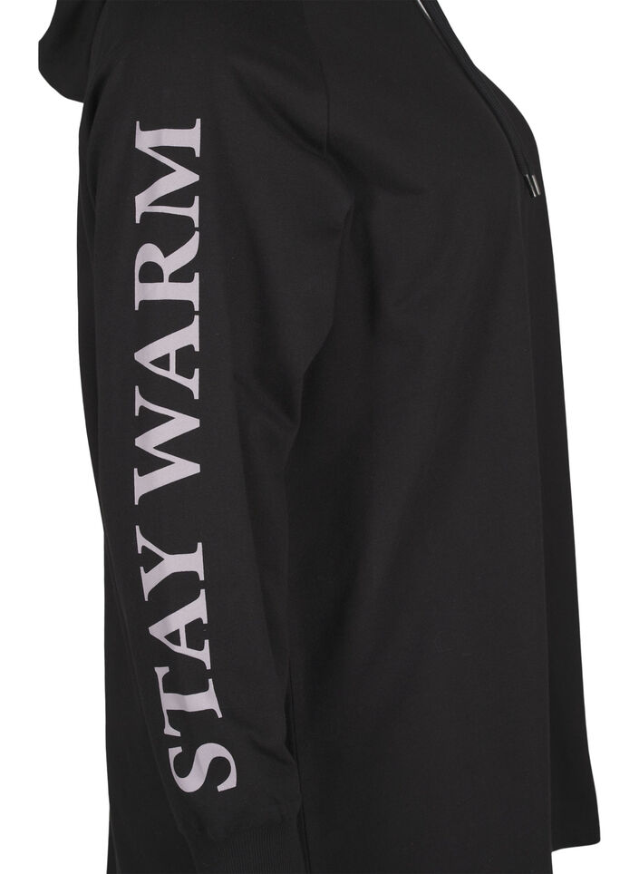 Oversized sweatshirt met print op de mouwen, Black w. Silver, Packshot image number 3