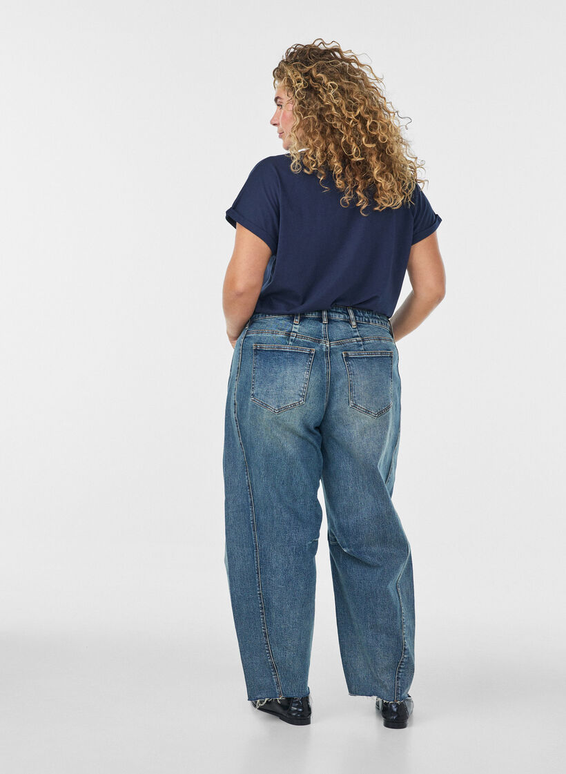 T-shirt met korte mouwen van katoenmix, Blauw, Model image number 2