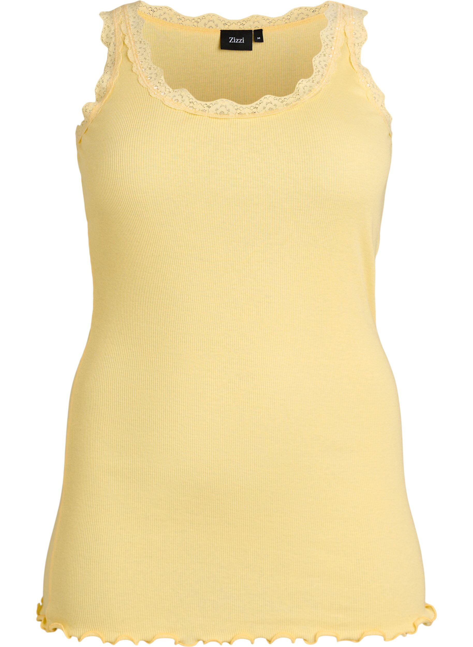 ZizziHaut avec bordure en dentelle, Jaune clair, Packshot image number 0