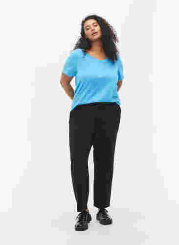 T-shirt basiques 2-pack en coton, Bonnie Blue/Black, Model image number 2