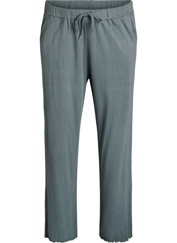 Pantalon de nuit en coton, Vert foncé, Packshot image number 0