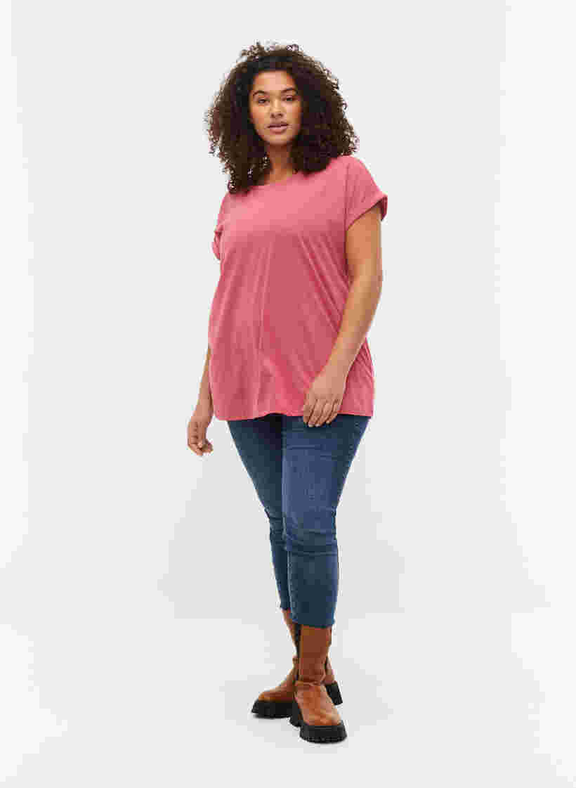 T-shirt à manches courtes en coton mélangé, Rasperry Pink, Model image number 2