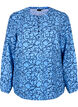 Blouse met lange mouwen met patroon en knopen, Blauw, Packshot image number 0