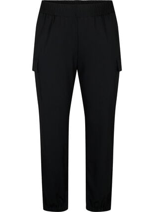 Pantalon cargo avec taille élastique, Black, Packshot image number 0