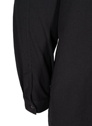 Chemise longue en coton avec poches à la poitrine, Black, Packshot image number 3