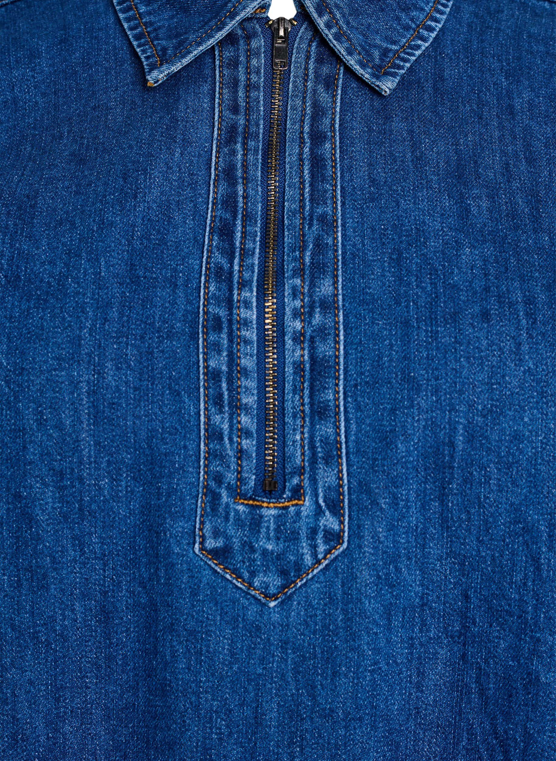 ZizziKorte denimjurk met ritssluiting en kraagje, Blauw, Packshot image number 2