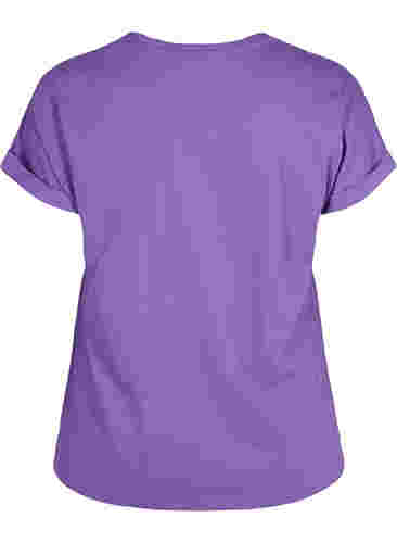 T-shirt met korte mouwen van katoenmix, Deep Lavender, Packshot image number 1
