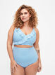 Gestreept bikinibroekje met extra hoge taille, Blauw, Model image number 0