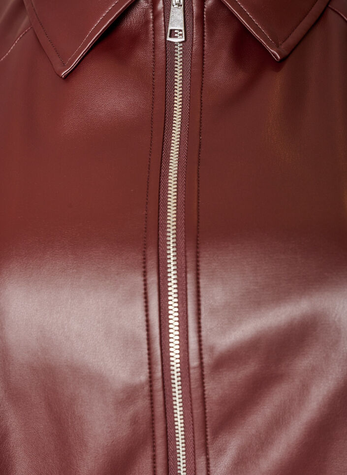 Bomber en similicuir avec ourlet &agrave; cordon de serrage, Marron, Packshot image number 2