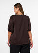 Blouse en satin avec n&oelig;uds et manches au coude, Marron, Model image number 2