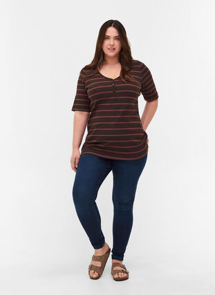 T-shirt côtelé rayé en coton, Mole Stripe, Model image number 2