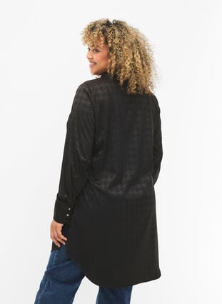 Lang shirt met pied-de-poule patroon, Black, Model image number 1