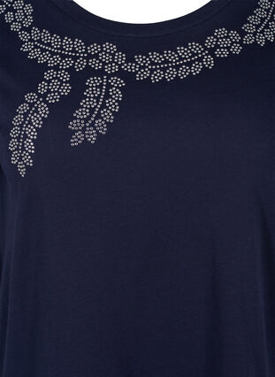 T-shirt à manches courtes avec pierres décoratives, Navy Blazer Stone, Packshot image number 2