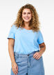 Basic effen katoenen t-shirt, Blauw, Model image number 0