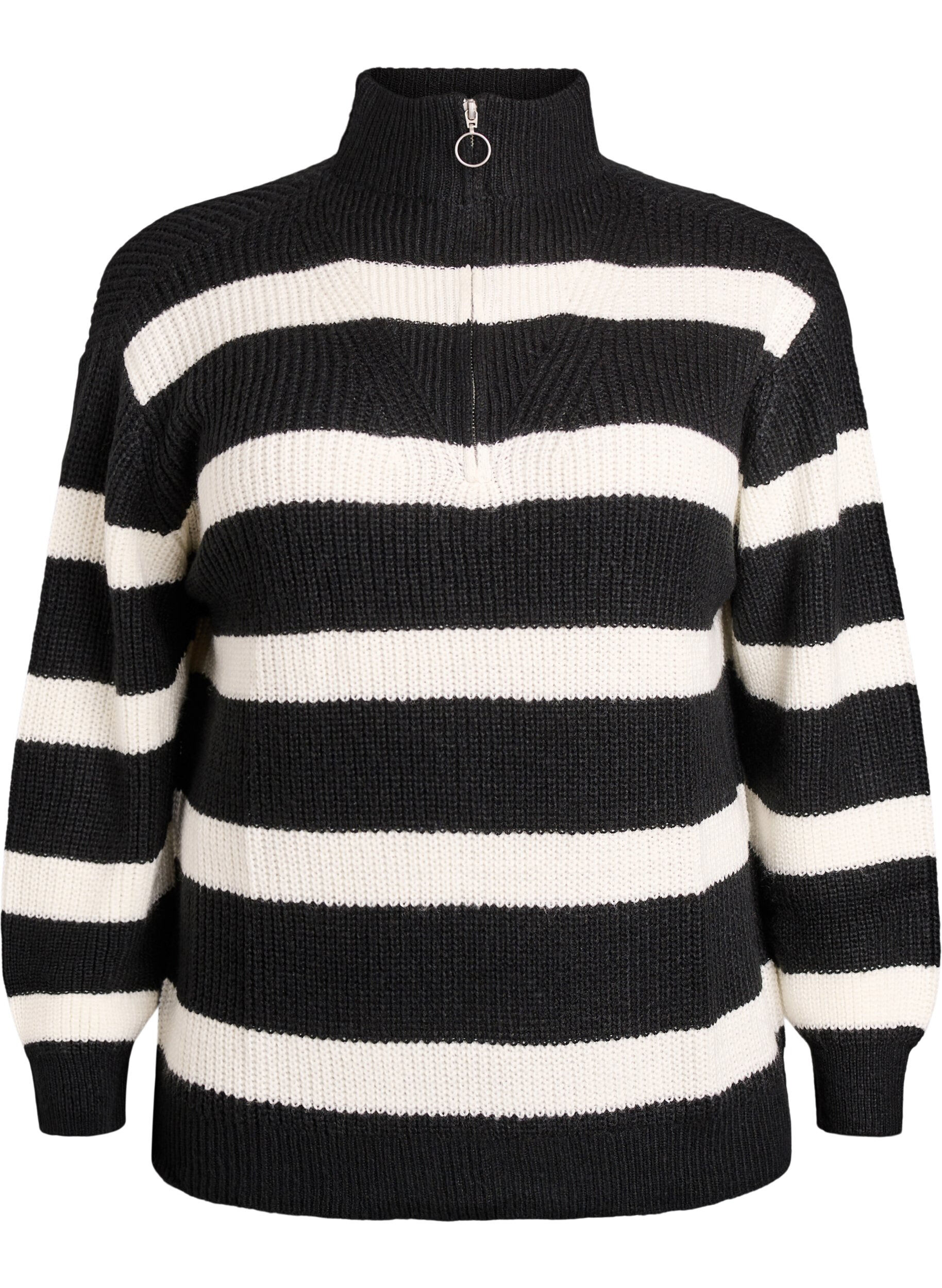 ZizziPull en tricot avec col haut et fermeture &eacute;clair, Noir, Packshot image number 0