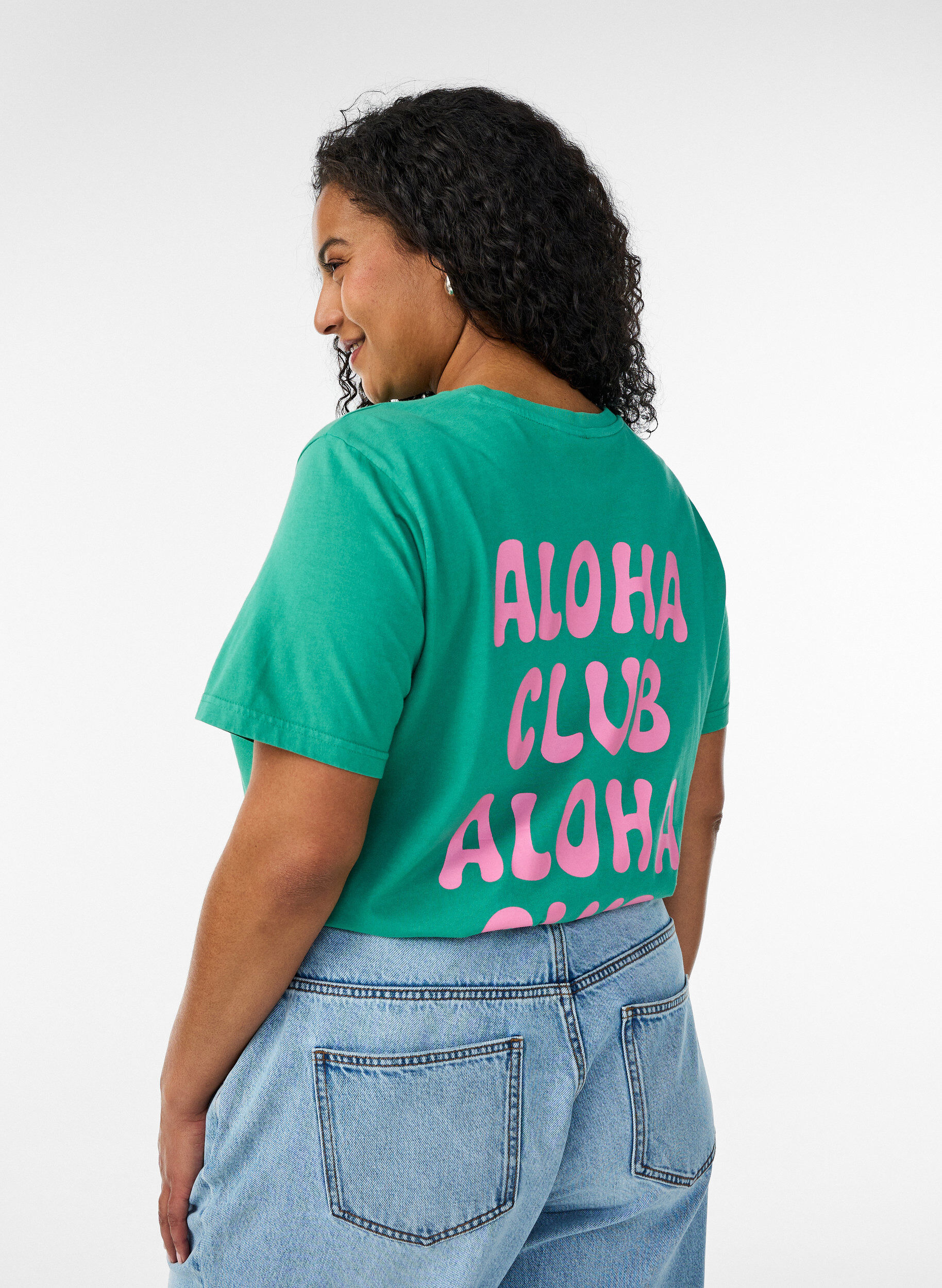 ZizziT-shirt en coton biologique avec impression au dos, Vert, Model image number 2