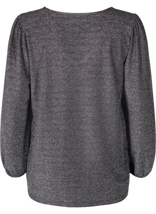 Glitter blouse met pofmouwen, Black Silver, Packshot image number 1