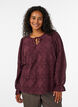 Blouse met lange mouwen met kantpatroon, Donker Bordeaux, Model image number 0