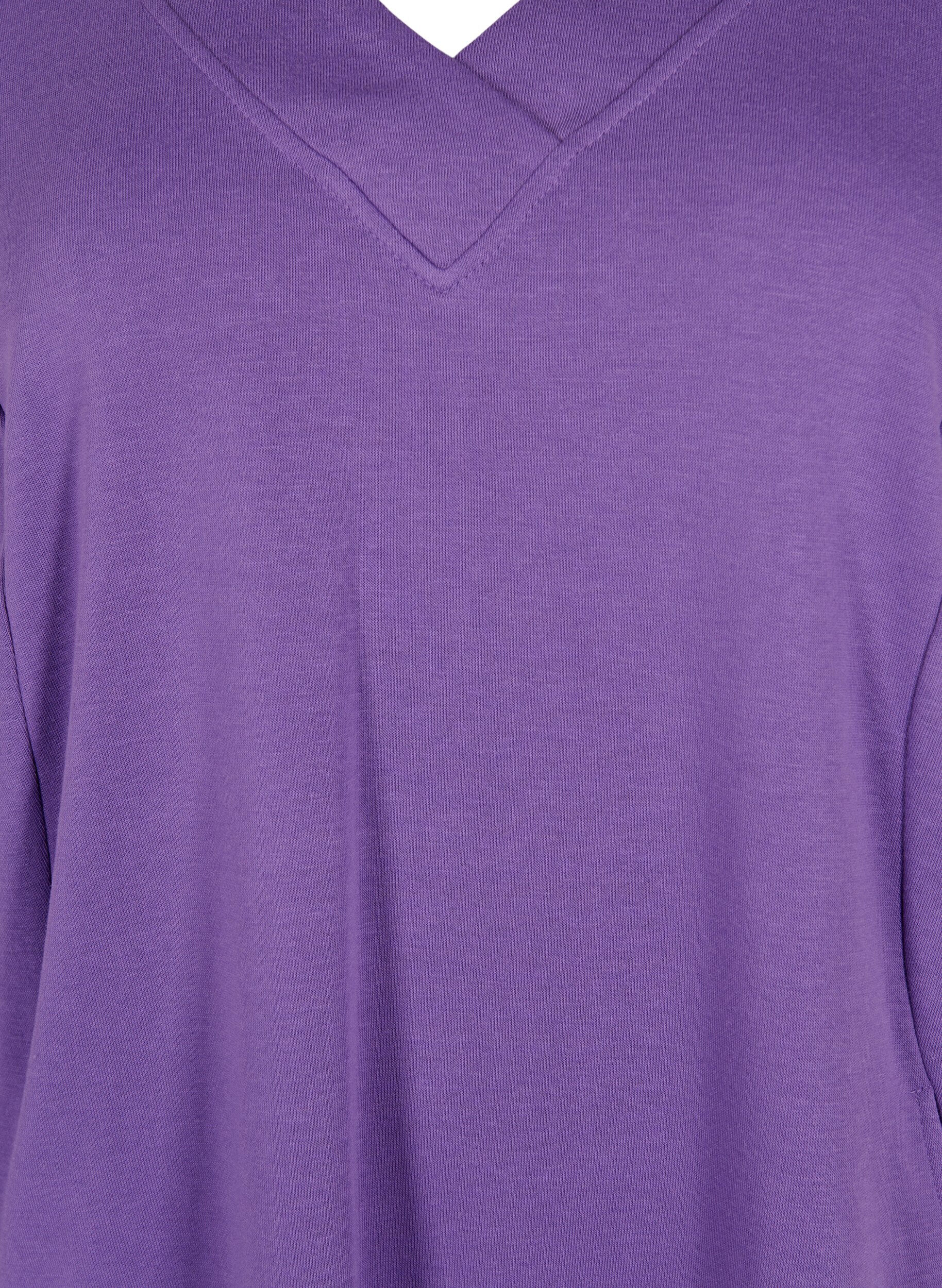 ZizziSweatshirt jurk met v-halslijn, Deep Lavender, Packshot image number 2