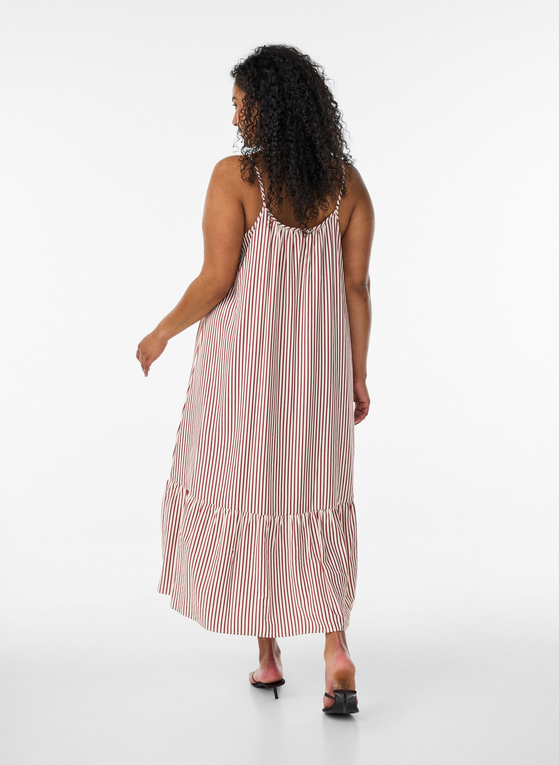 ZizziRobe d'&eacute;t&eacute; &agrave; rayures et &agrave; forme en A, Bordeaux, Model image number 1