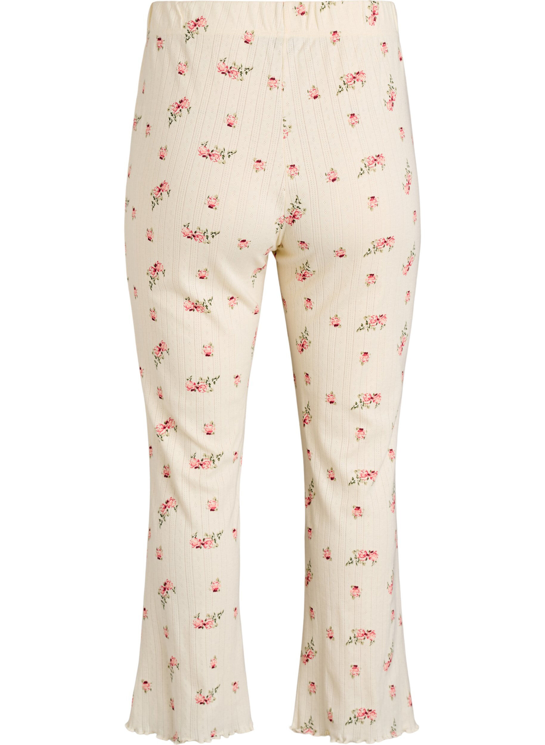 Zizzi Bas de pyjama en coton bio &agrave; motif textur&eacute;, Vanille, Packshot image number 1