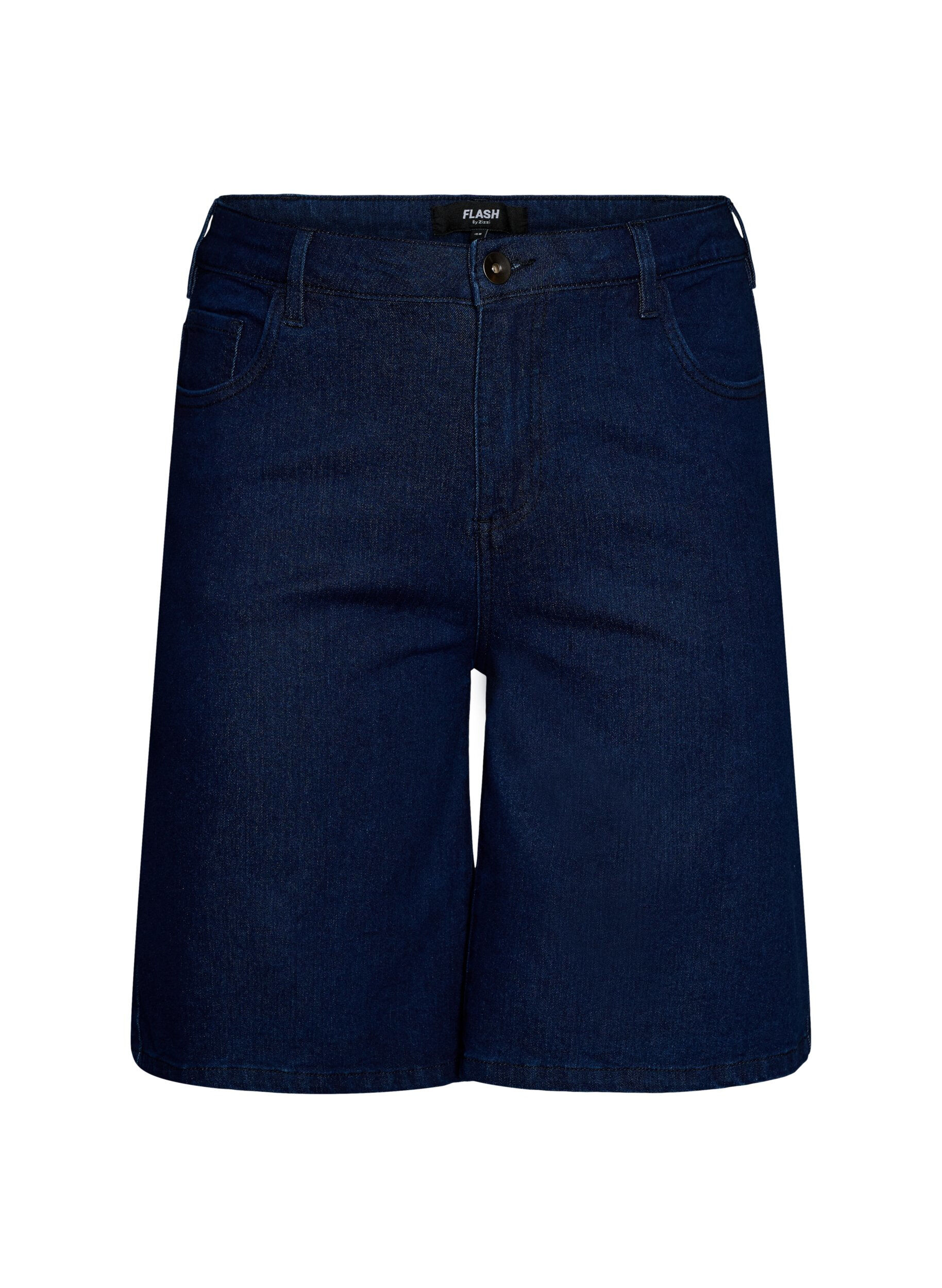 ZizziLosse denim shorts met hoge taille, Blauw, Packshot image number 0