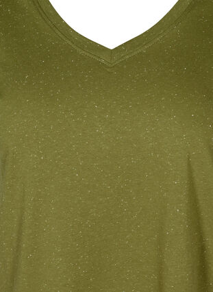 T-shirt met v-hals, Green, Packshot image number 2
