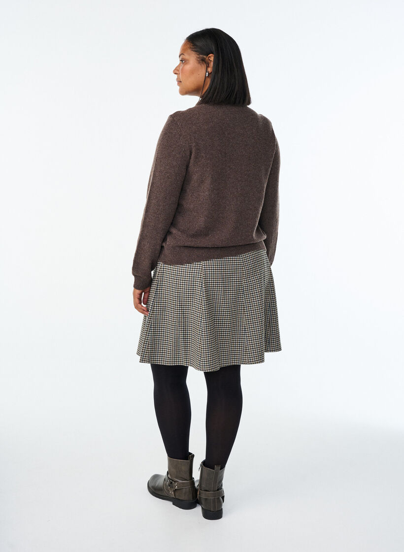 Jupe courte à coupe évasée, Marron, Model image number 2