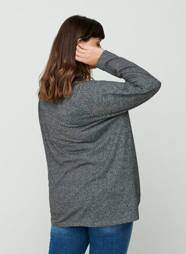 Blouse chinée avec un détail zippé, Dark Grey Melange, Model image number 1